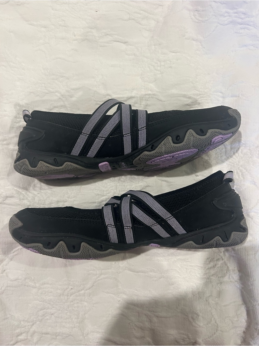 Sperry Black Slip-On Athletic Flats with Light Purple Accents